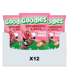 12X Goodies Snack Strawberry & Date Fruit Bars 5x20 gr