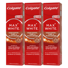 3X Colgate Tandpasta Max White For Coffee, Tea & Wine 75 ml