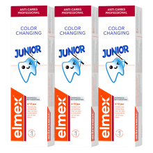 3X Elmex Tandpasta Junior (6 12 Jaar) Colour Changing 75 ml