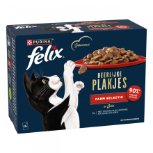 4X Felix Kattenvoer Nat Heerlijke Plakjes Gelei Farm selectie Multipack 12x80 gr