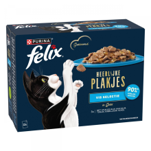 4X Felix Kattenvoer Nat Heerlijke Plakjes Gelei Vis Selectie Multipack 12x80 gr