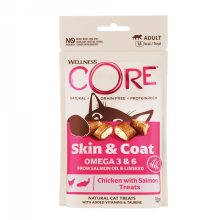 Wellness Core Kattensnack Skin & Coat   Kip & Zalm 50 gr