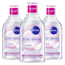 3X NIVEA Caring Micellair Water Droge Huid 400 ml