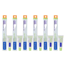 6X Vitis Tandenborstel + Mini Tandpasta Orthodontic