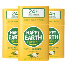 3X Happy Earth 100% Natuurlijke Deodorant Stick Jasmine Ho Wood 40 gr