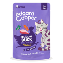 Edgard & Cooper 12x Edgard & Cooper Kat Adult Saus Pouch Eend & Kalkoen 85 gr