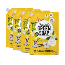 Marcel's Green Soap Wasmiddel Navulling Voordeelbox Universeel Vanille & Katoen 4 x 1000 ml