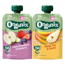Organix Knijpfruit Duo Pack 6+m Appel, Aardbei & Blauwe Bessen + Mango, Peer & Granola Pakket