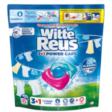 Witte Reus Wasmiddelcapsules 3+1 Power Caps Wit en lichtgekleurd 45 stuks