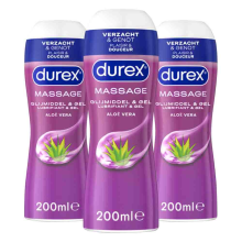 3X Durex 2 In 1 Massageolie en Glijmiddel Aloë Vera 200 ml