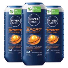 3X NIVEA Men Shampoo & Douchegel 3in1 Sport 250 ml