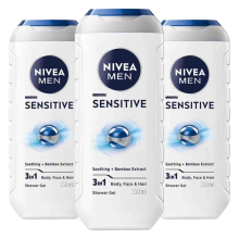 3X NIVEA Men Shampoo & Douchegel 3in1 Sensitive 250 ml