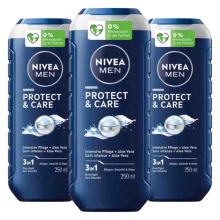 3X NIVEA Men Shampoo & Douchegel 3in1 Protect & Care 250 ml