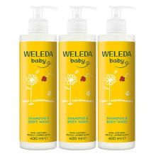3X WELEDA Baby Calendula Shampoo & Douchecrème 400 ml