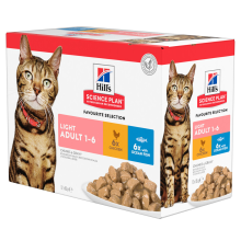 Hill's Science Plan Kattenvoer Nat Adult Light Favorite Selection Multipack Kip   Vis 12 x 85 gr
