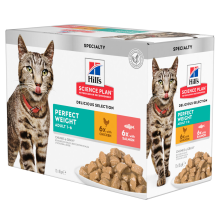 Hill's Science Plan Kattenvoer Nat Adult Perfect Weight Multipack Kip   Zalm 12 x 85 gr
