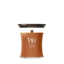 2E halve prijs: WoodWick Saffron Smoke Medium Candle Bruin