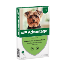 2X Advantage Anti Vlooiendruppels 40 Hond 1,5   4 kg 4 pipetten