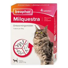 Beaphar Milquestra Ontworming Tabletten Kat 2   12 kg 4 tabletten