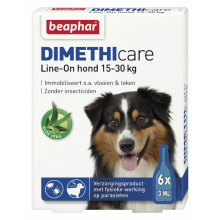 6X Beaphar DImetHIcare Line On Anti Teken  en Vlooiendruppels Hond 15   30 kg 6 pipetten
