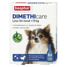 6X Beaphar Dimethicare Line On Anti Teken  & Vlooiendruppels Hond 0   15 kg 6 pipetten