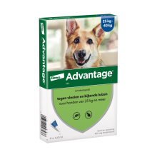 2X Advantage Anti Vlooiendruppels 400 Hond 25   40 kg 4 pipetten