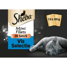 4X Sheba Mini Filets Adult Kattenvoer Natvoer Vis Selectie Maaltijdzakjes 12 x 85 gr