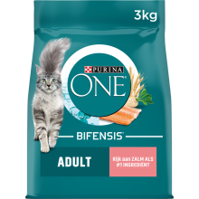 4X Purina ONE Kattenvoer Droog Adult Zalm   Volkoren Granen 3 kg