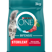 4X Purina ONE Kattenvoer Droog Sterilcat Rund   Tarwe 3 kg