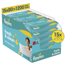 Pampers Billendoekjes Fresh Clean Navulpak 15x80 = 1200 stuks