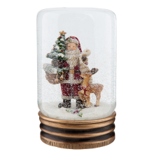 Clayre & Eef Sneeuwbol Kerstman met rendier