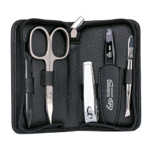 Erbe Lederen Manicure Etui met Ritssluiting Zwart (5 delig)