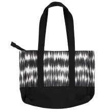Sarlini Strandtas met tie dye print zwart/wit