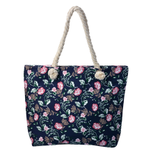 Jumbo Strandtas Bloemen donkerblauw