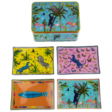 Ortigia Cadeauset Jungle met vier glazen schaaltjes rechthoekig