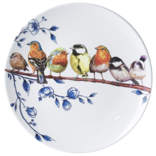Heinen Delfts Blauw Wandbord Bosvogels 26 cm
