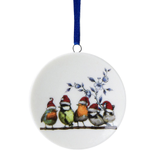 Heinen Delfts Blauw Kerstornament Bosvogels 6 cm