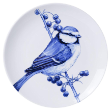 Heinen Delfts Blauw Wandbord Pimpelmees 20 cm