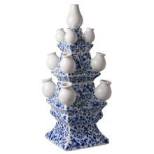 Heinen Delfts Blauw Tulpenvaas XL Stapelgekte   Sierlijke Bloem 51 cm (3 delig)
