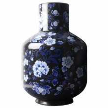 Heinen Delfts Blauw Hoge bolvaas   Zwart 35 cm