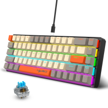 HXSJ K88 68 Keys Bekabeld Mechanisch Gaming Toetsenbord Blauwe Schakelaar RGB USB Type C 60% Lay out Gaming Toetsenbord