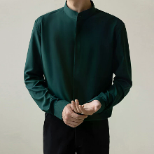 INCERUN Mannen Effen Kleur Staande Kraag Lange Mouw Shirt Klassieke Comfortable Casual Shirt voor Mannen Grote Maat S 5X