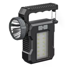 IPRee Zonne energie LED Handlamp Type C Oplaadbare Draagbare Zaklamp met 4 Modi COB Noodrood  en Blauwzoeklicht