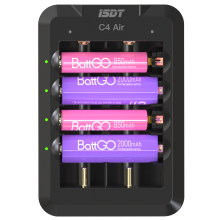 ISDT C4 Air 4A 6 Slots USB Type C Input Slimme Oplader met APP Verbinding voor AA AAA Li ion Herlaadbare Batterij