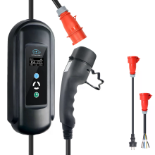 ISIGMA 11KW draagbare EV lader 16A 3 fase Type 2 EV laadkabel met 5 m snoer aanpasbare stroom CEE / Schuko adapters voor