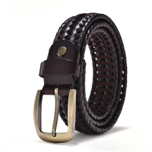 JASSY 105 125cm ademend leer voor heren handgeweven vintage casual holle riem met gesp