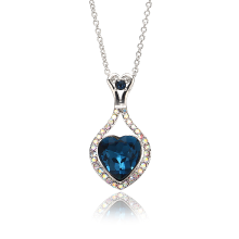 Jassy® Platinum Plated Heart Of Ocean Crystal Necklace Shiny Colorful Rhinestone For Women