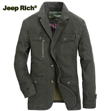 Jeep Rich Men Cotton Blazer Solid Color Leisure Business Jacket Coat