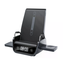 K11 15W 4 in 1 Desktop Wireless Charger with Phone Bracket & Timing Display Function Fast Wireless Charging Stand for Sm