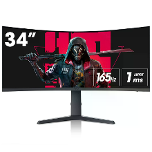 KOORUI 34 inch Ultrawide Gebogen Gaming Monitor PC Scherm 165Hz 1MS 1000R WQHD 3440x1440P VA Adaptive Sync 2xHDMI 100Hz